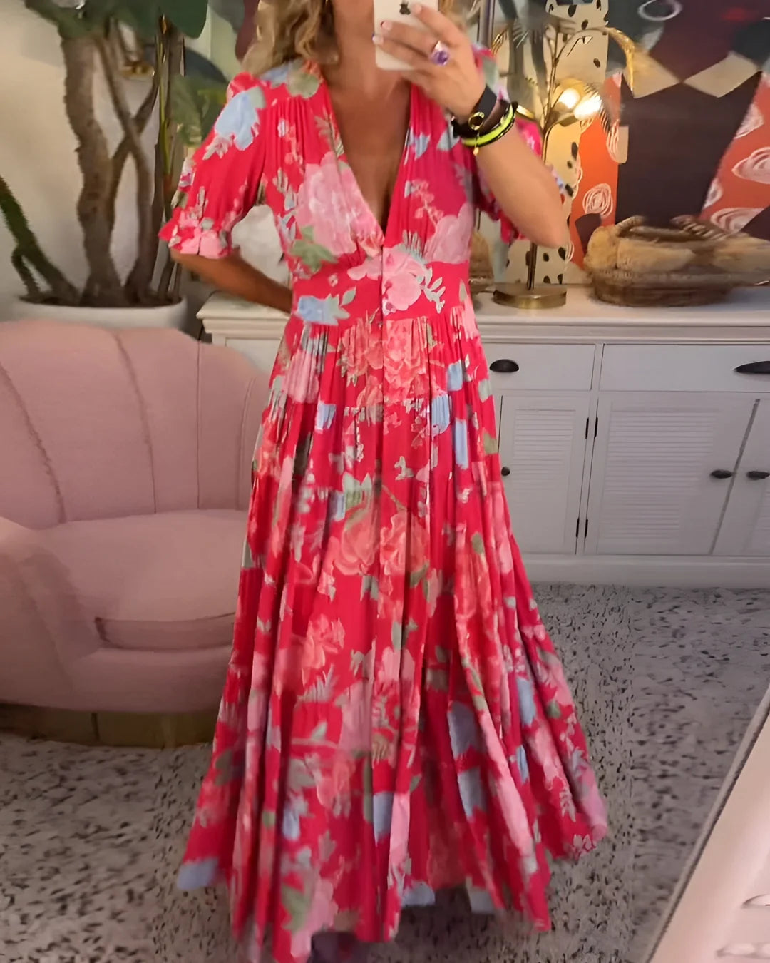 Vestido Maxi Floral Crimson
