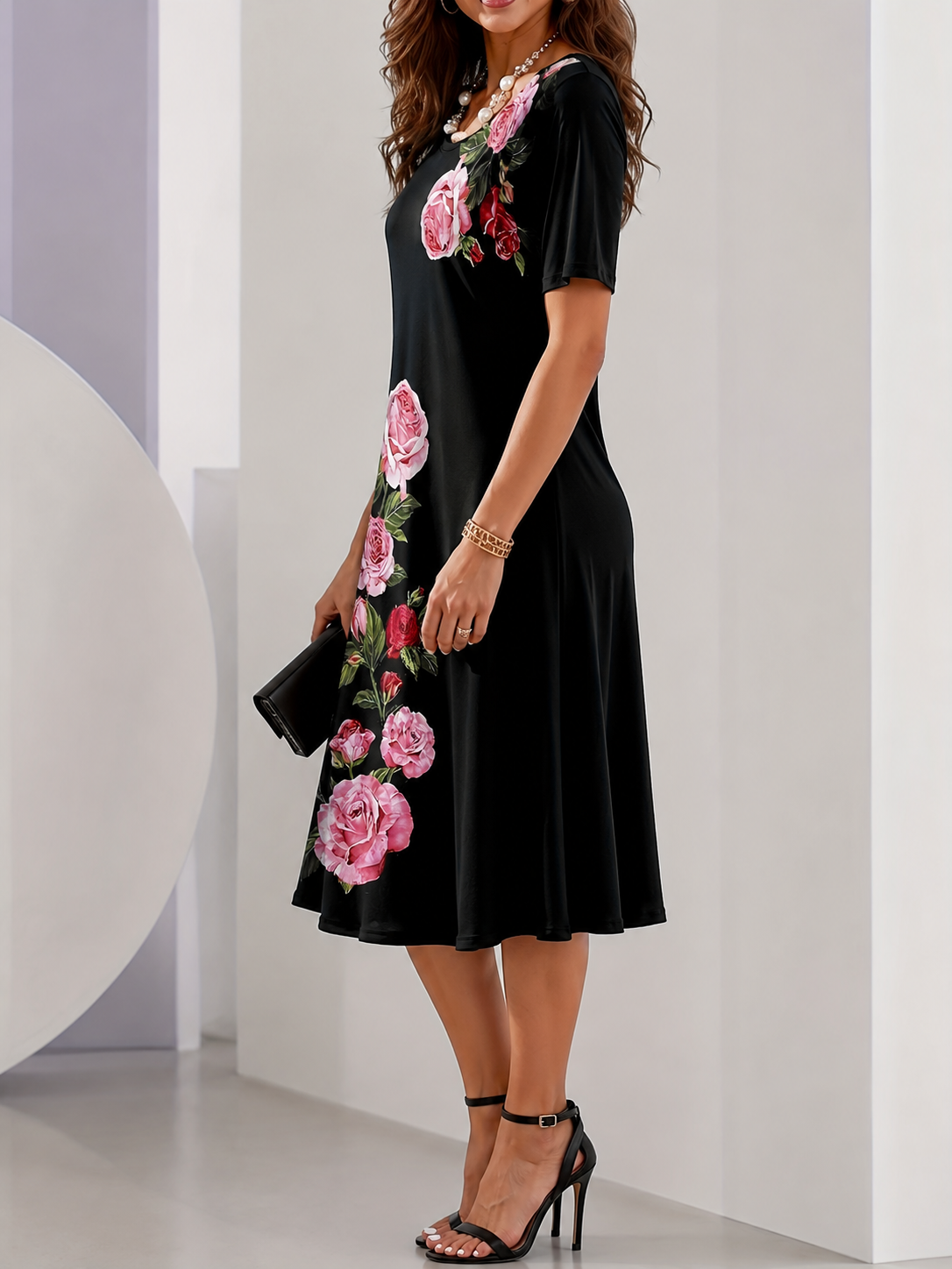 Vestido Recto Flores Nocturnas