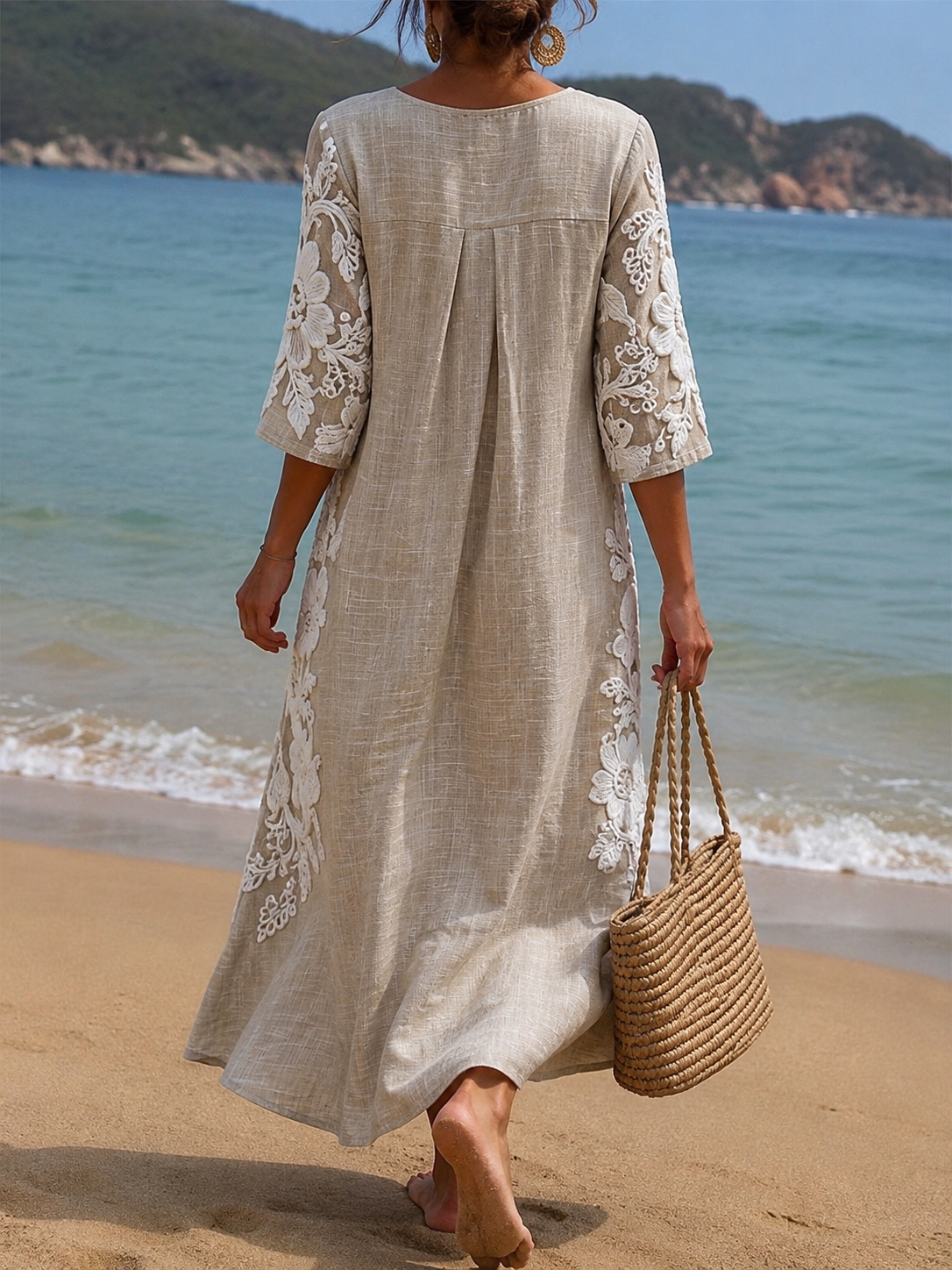 Vestido Verano Celeste Bordado