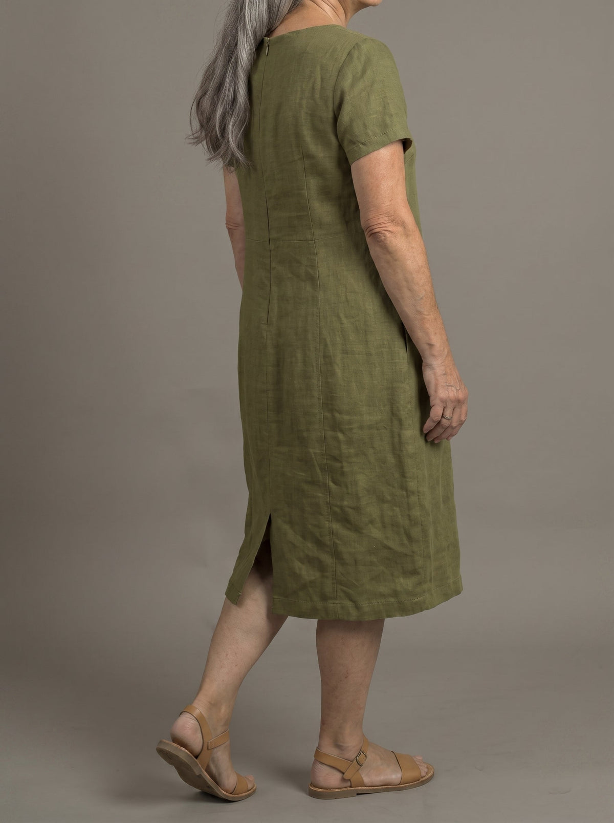 Vestido Midi Lino Olivo