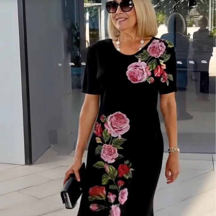 Vestido Recto Flores Nocturnas
