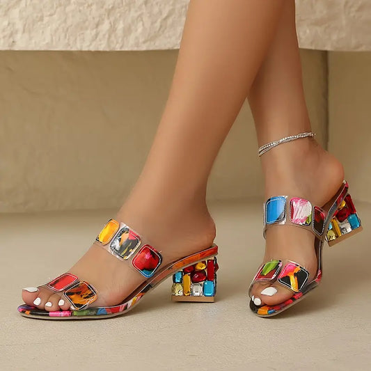 Sandalias "Jewel Glam" con Tacón de Bloque