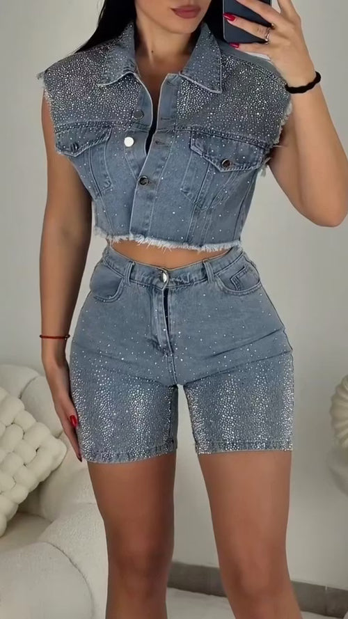 Conjunto Denim Glam con Pedrería
