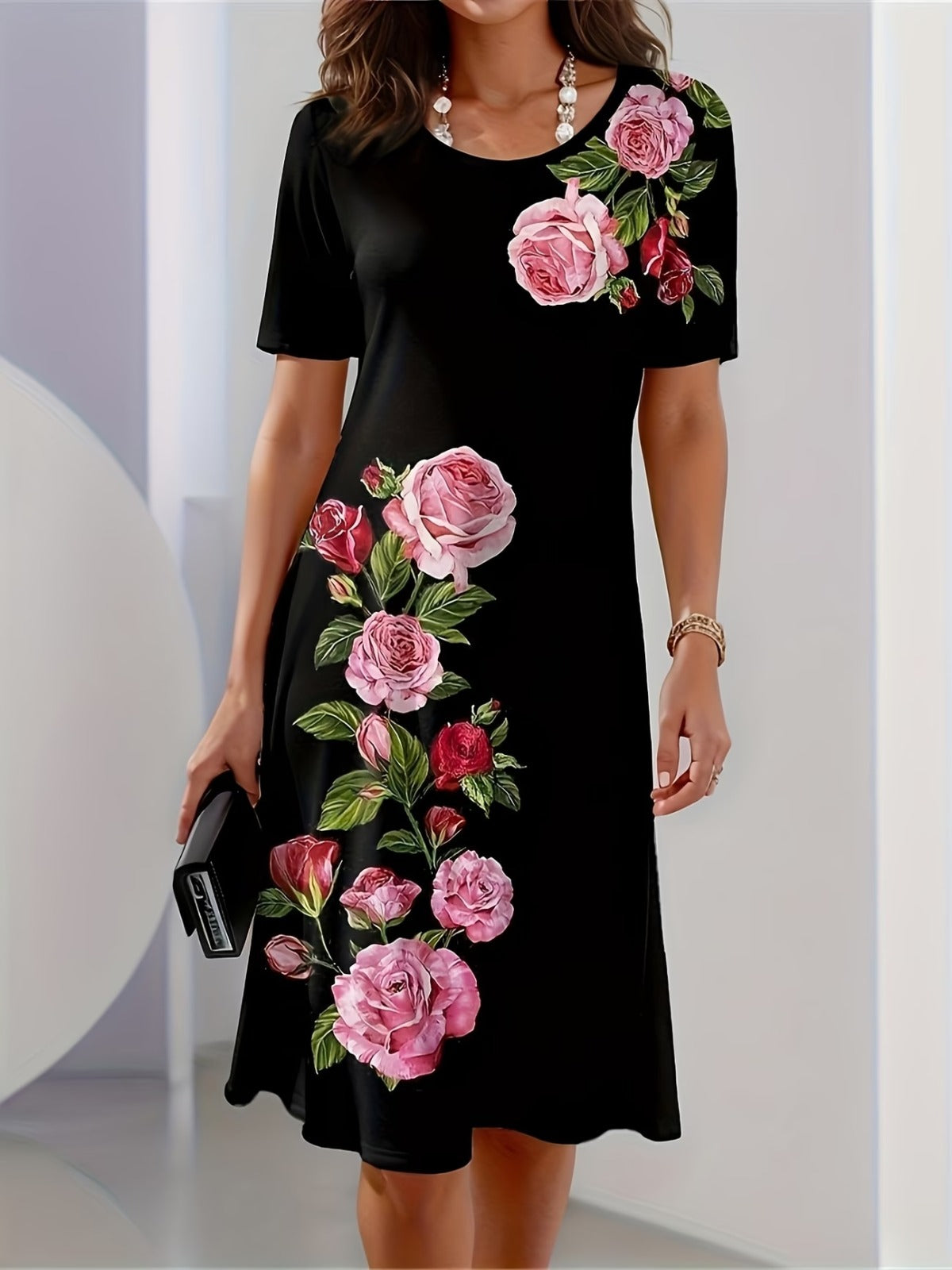Vestido Recto Flores Nocturnas