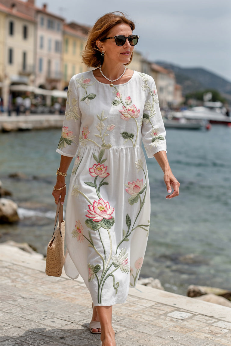 Kayla | Robe Estivale Fluide à Motifs Floraux — 2XL — Estée Paris