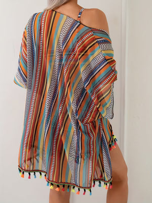 Conjunto Playero "Multi Stripe Tassels"