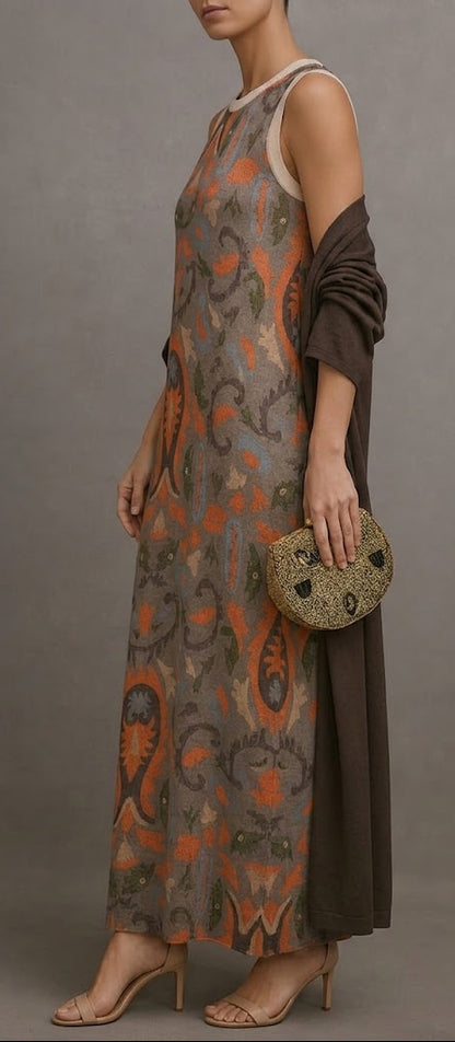 zarela /Vestido Estampado Holgado Y Cárdigan