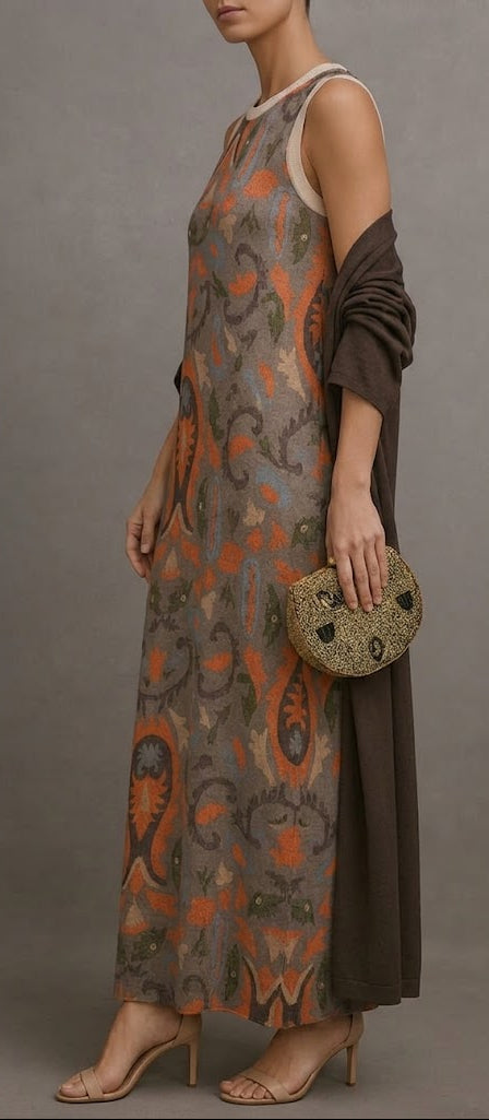 zarela /Vestido Estampado Holgado Y Cárdigan