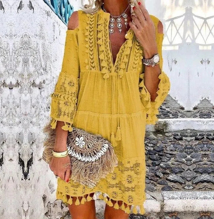 Vestido Midi Resort Guipur
