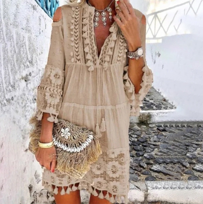 Vestido Midi Resort Guipur